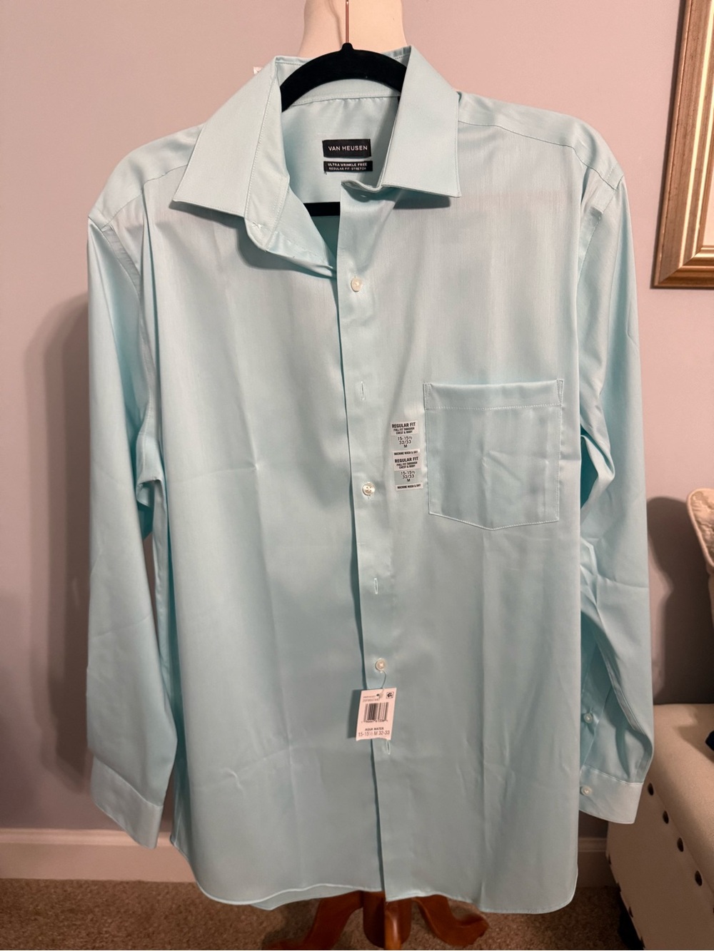 Van Heusen Light Aqua Long-Sleeve Dress Shirt